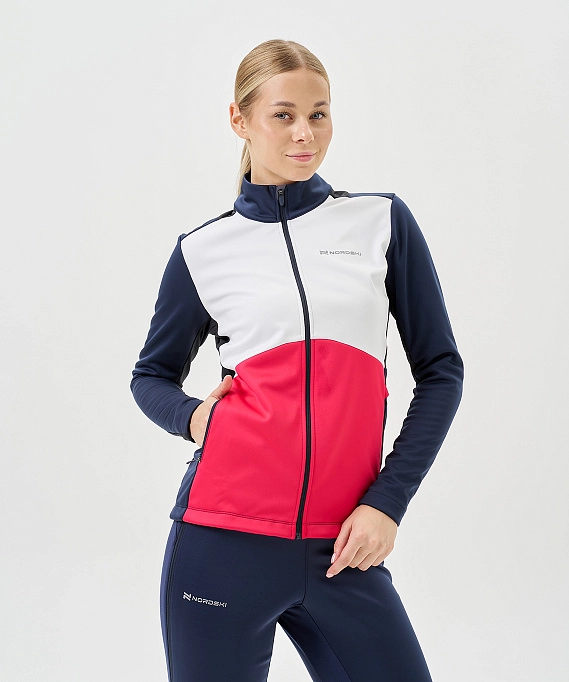 Тренировочная куртка Nordski Advance White/Pink/Blueberry W