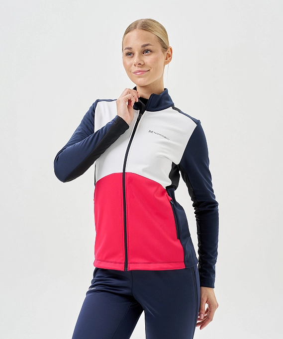 Тренировочная куртка Nordski Advance White/Pink/Blueberry W